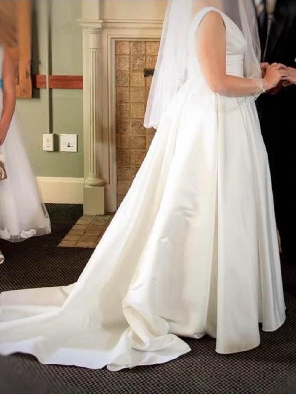 Ivory Satin Wedding Dress - Picture 5 of 6